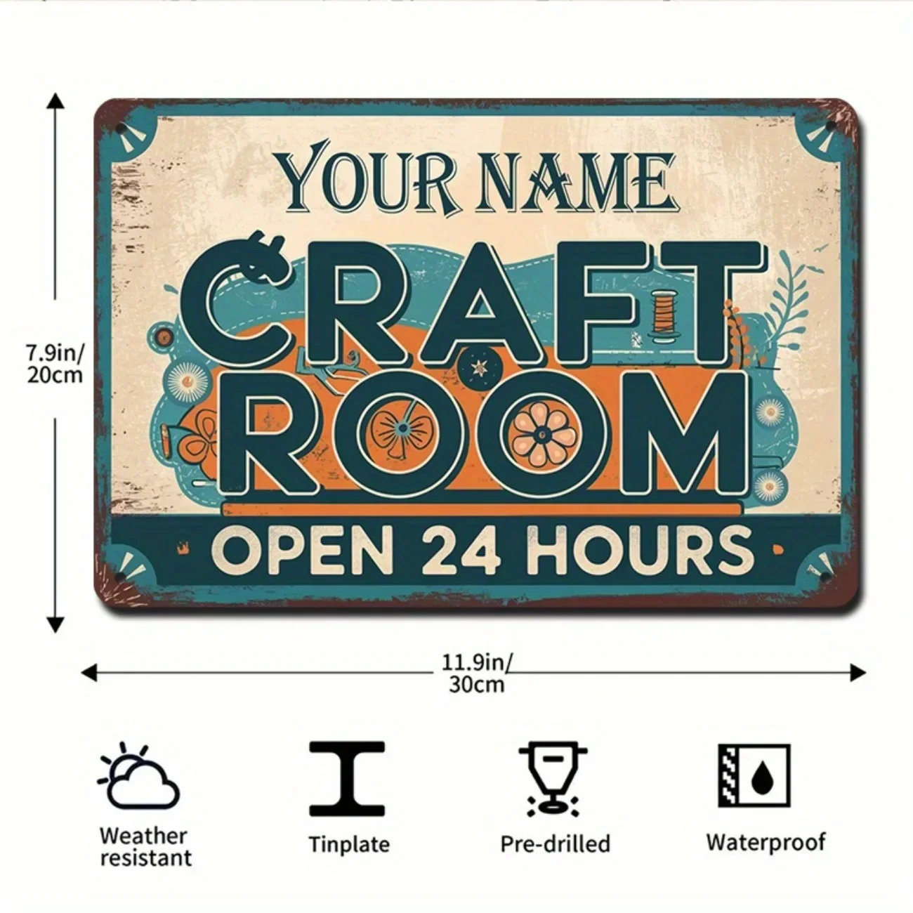 Art Craft Quotes - Personalized Vintage Metal Craft Room Sign,