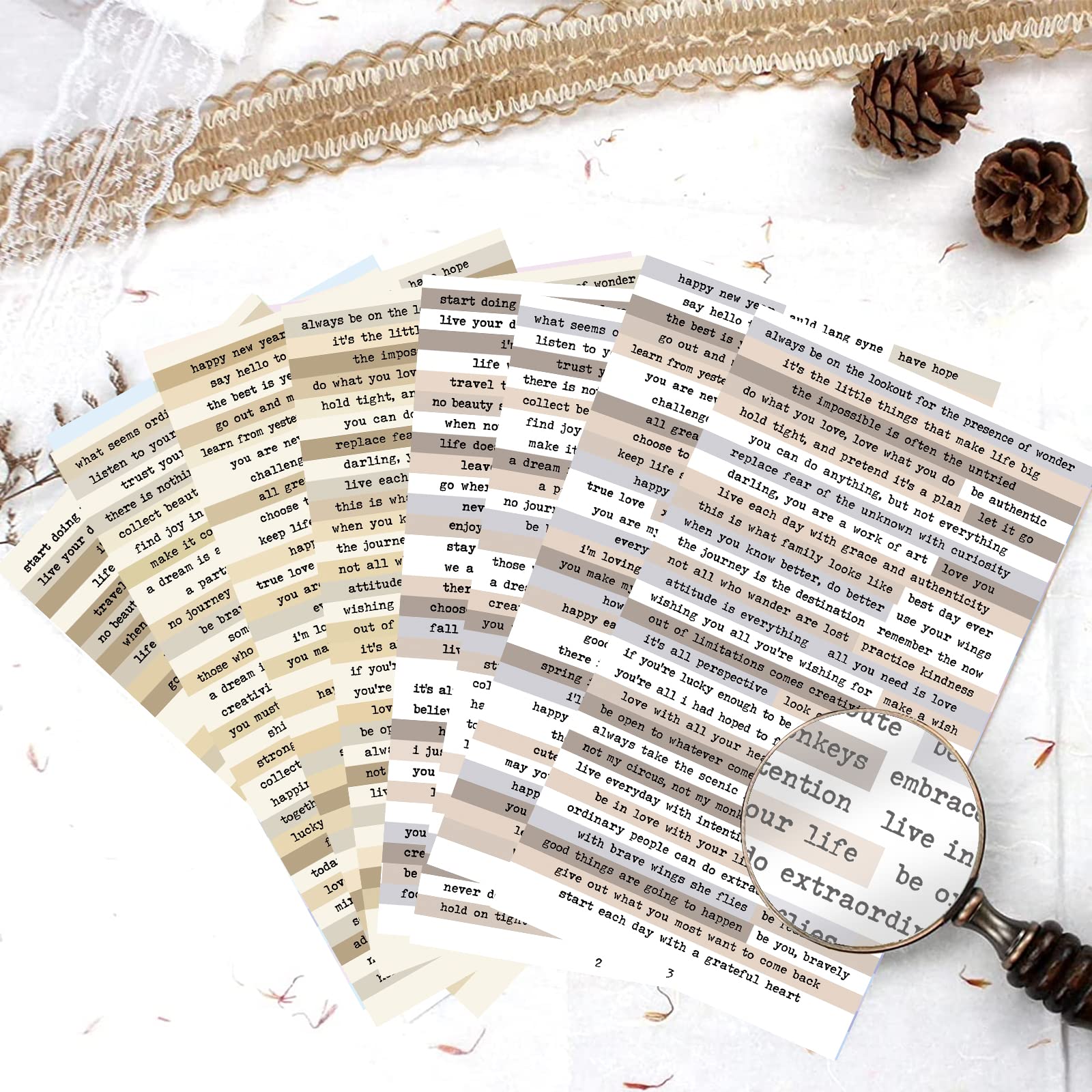 Art Craft Quotes - 8pcs Brown Notes Quote Stickers,Inspirational Quotes