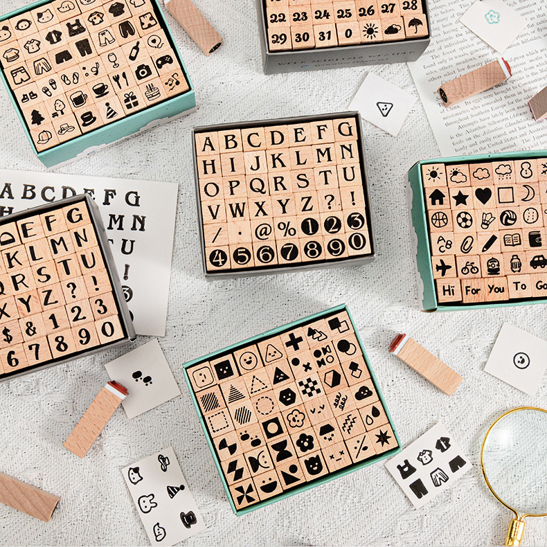 Rubber Stamp Blank - Cute Wooden Planner Rubber Stamp Set,