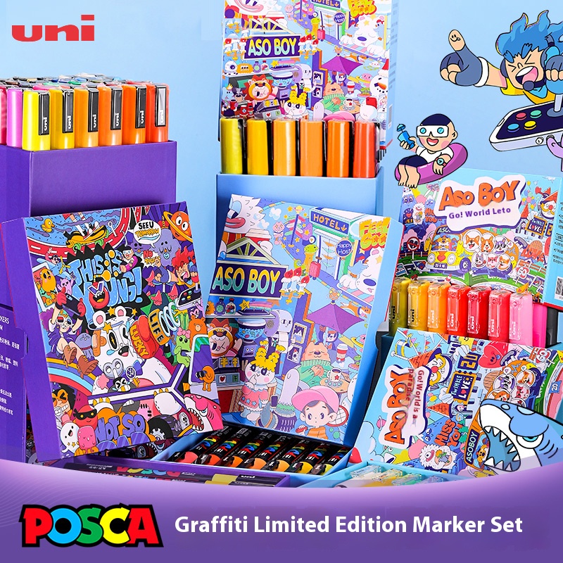 Art Craft Doodle - UNI POSCA Graffiti Limited Marker Pen,1M/3M/5M/8K(0.7-2.5mm)Water-Based