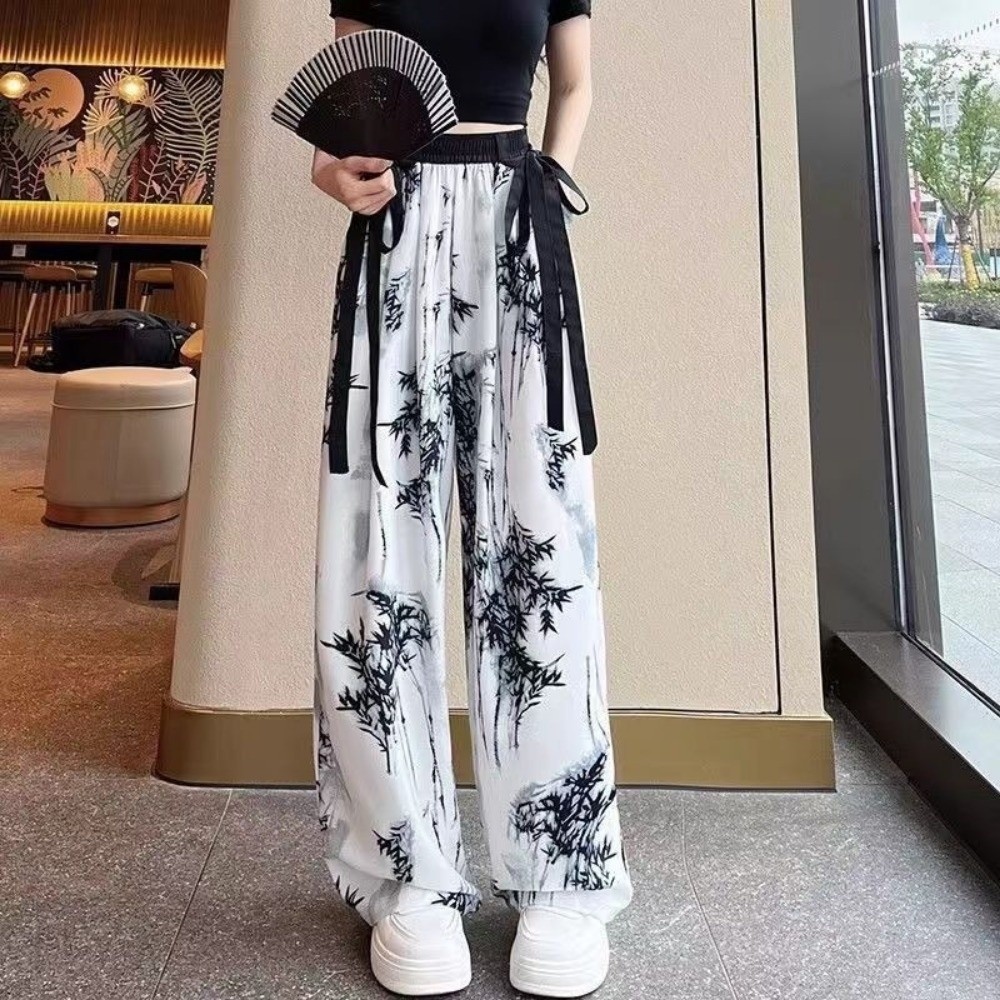 Silk Painting Dye - Ice Silk Ink Painting Casual Pants