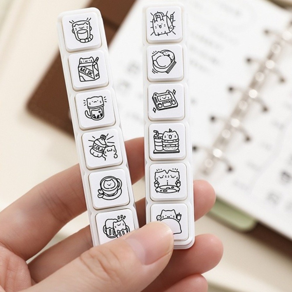 Rubber Stamp Blank - 6pcs Cute Design Cat Emotion Stamp