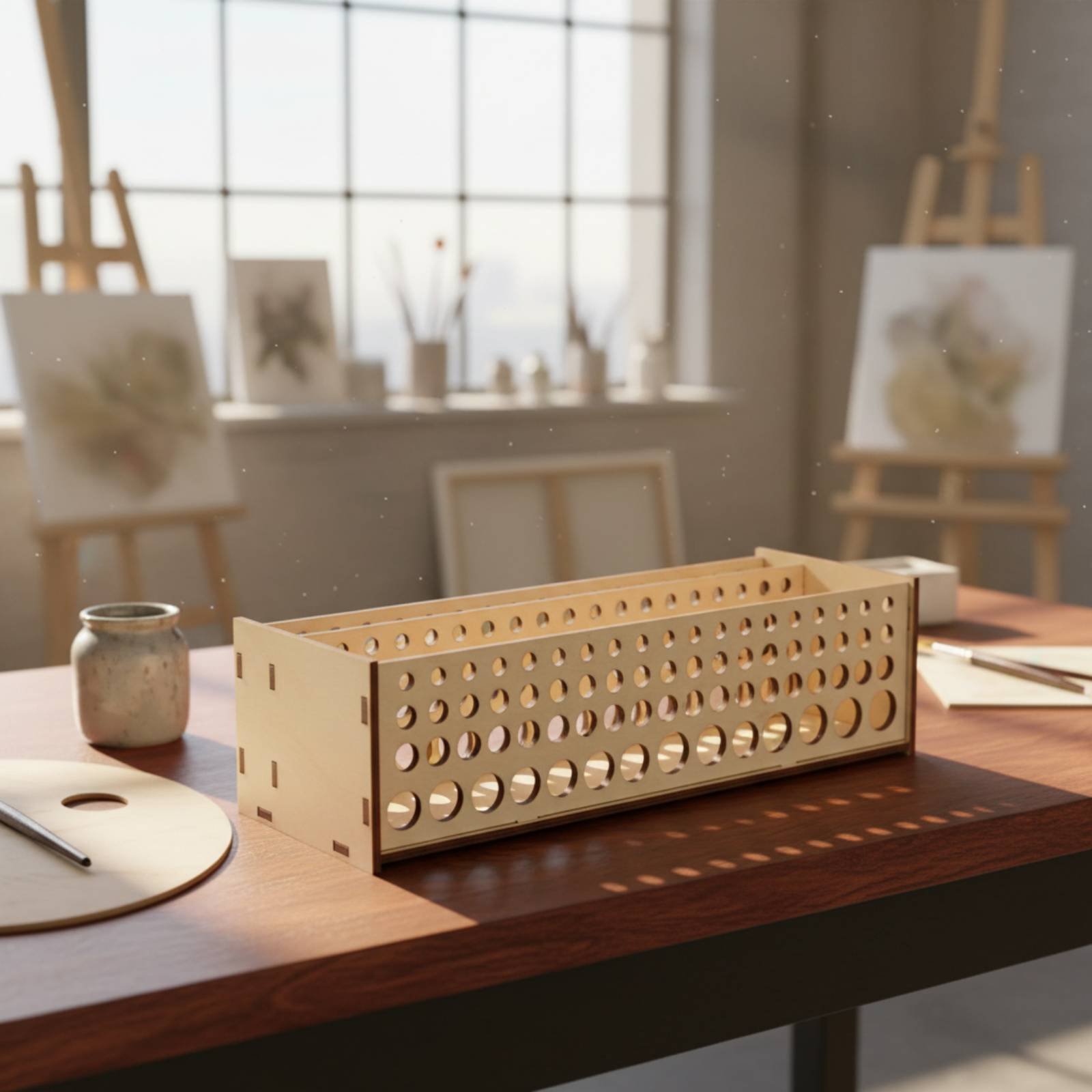 Art Craft Room - Paint Brush Rack 67 Holes Wooden