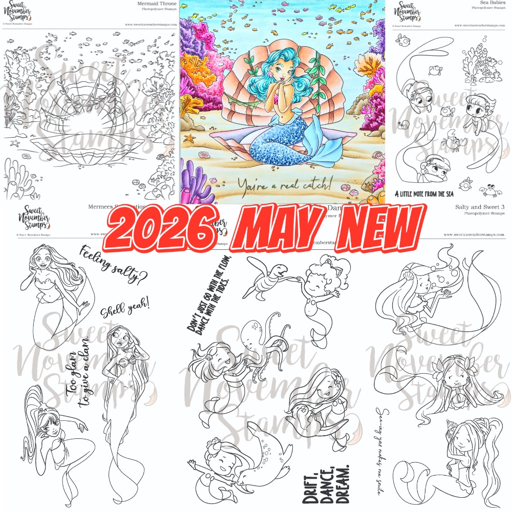 Rubber Stamp Blank - Cartoon Mermaid 2026 Medal Framework Clear