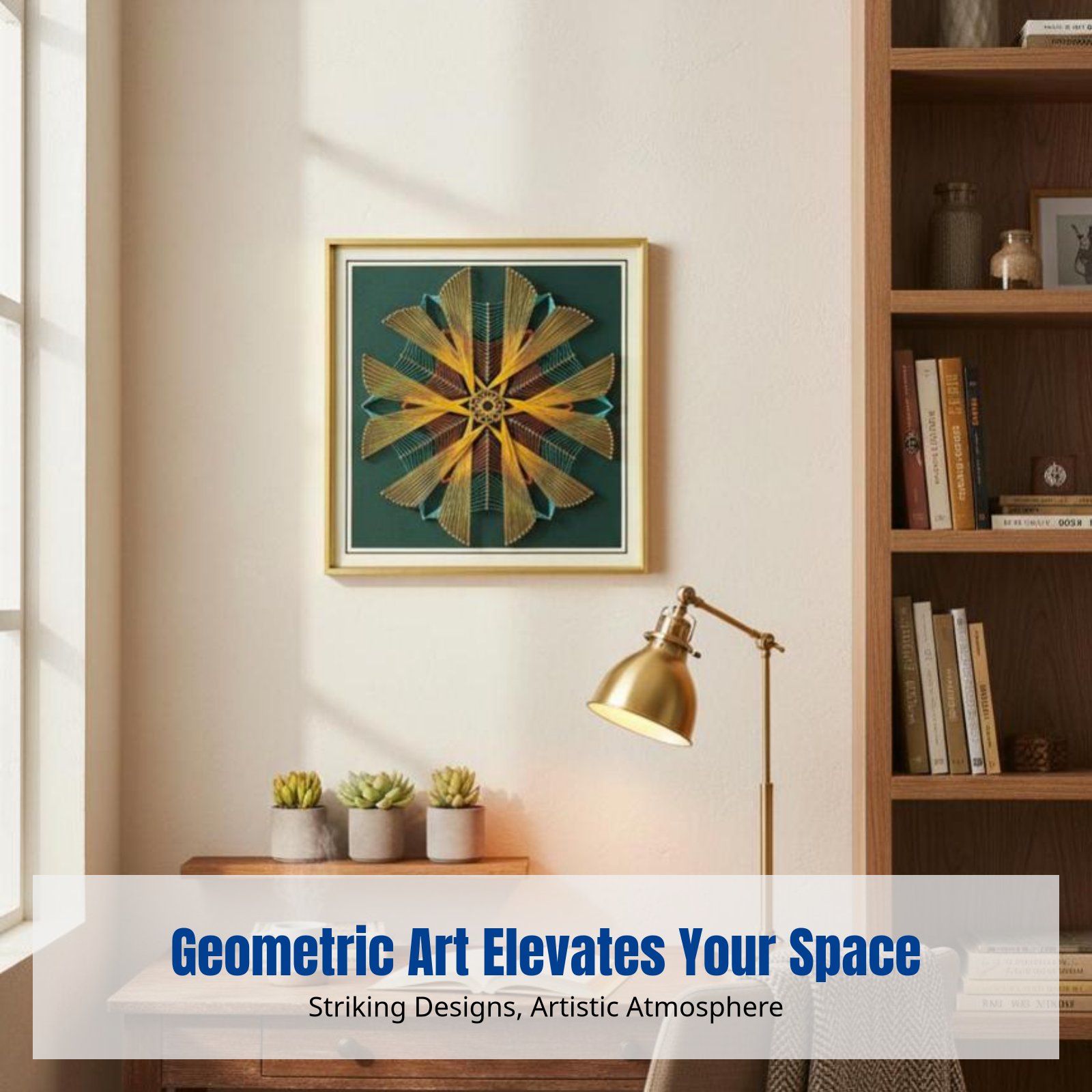 Art Craft Room - Geometric Pattern Nail String Art, DIY