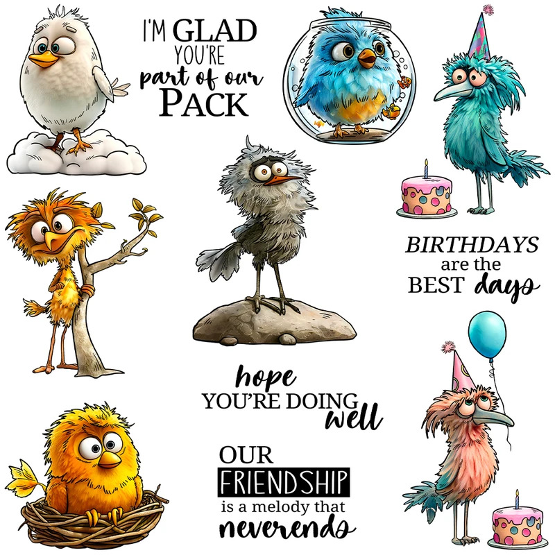 Funny Animated Birds Cutting D - đánh giá và giá Rubber Stamp Blank