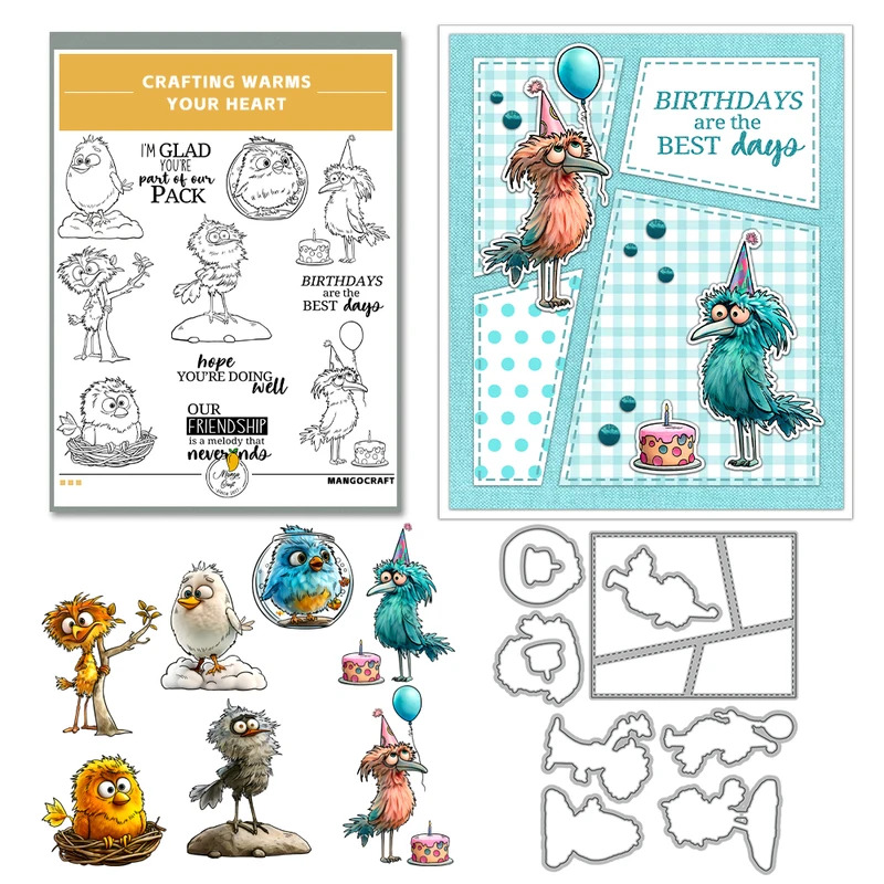 Funny Animated Birds Cutting D - đánh giá và giá Rubber Stamp Blank