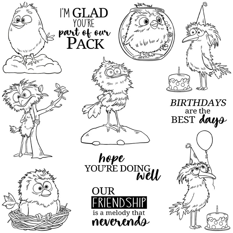 Funny Animated Birds Cutting D - đánh giá và giá Rubber Stamp Blank