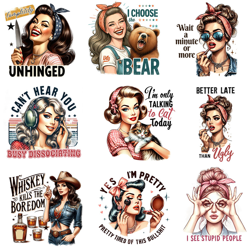 Funny Retro Girls Patches Heat - đánh giá và giá Art Craft Quotes