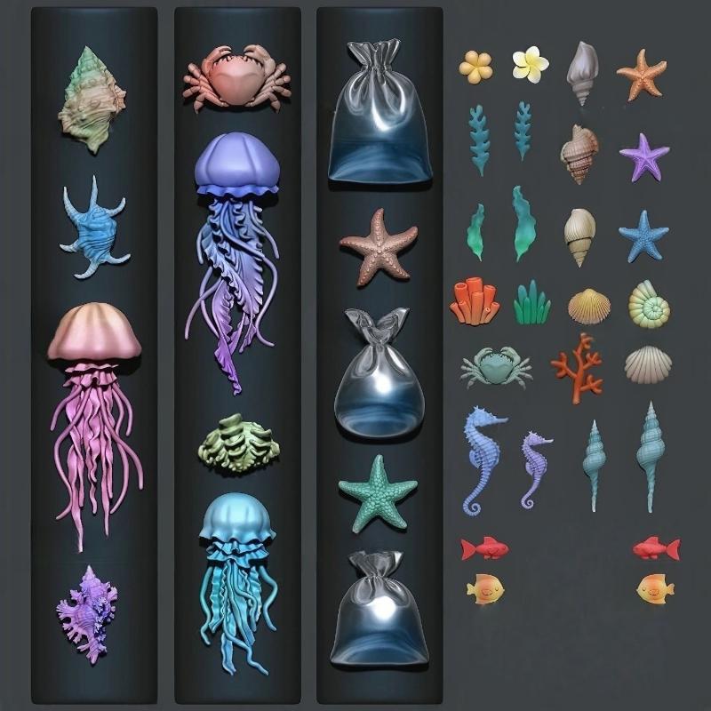 3D Ocean Series Silicone Nail  - đánh giá và giá Art Craft Jellyfish