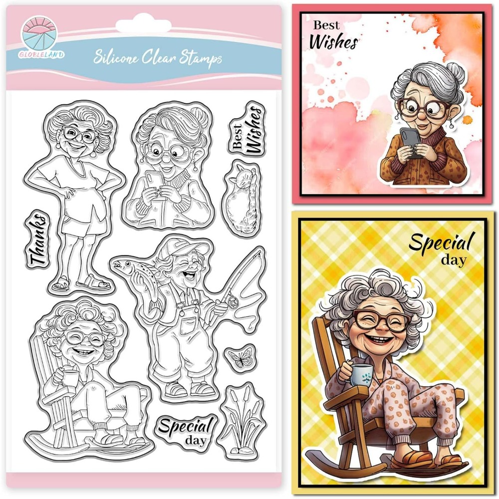 Smiling Old Lady Clear Stamps  - đánh giá và giá Rubber Stamp Blank