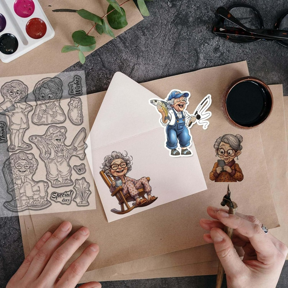 Smiling Old Lady Clear Stamps  - đánh giá và giá Rubber Stamp Blank