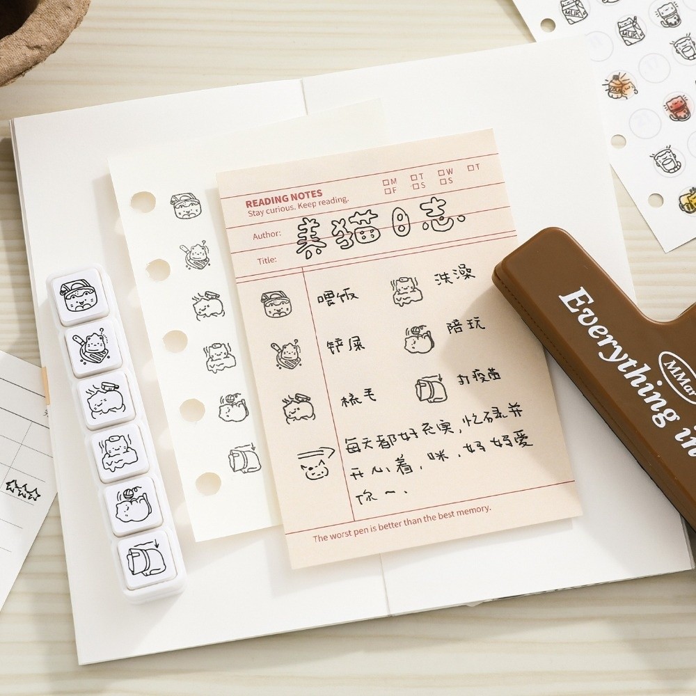 6pcs Cute Design Cat Emotion S - đánh giá và giá Rubber Stamp Blank