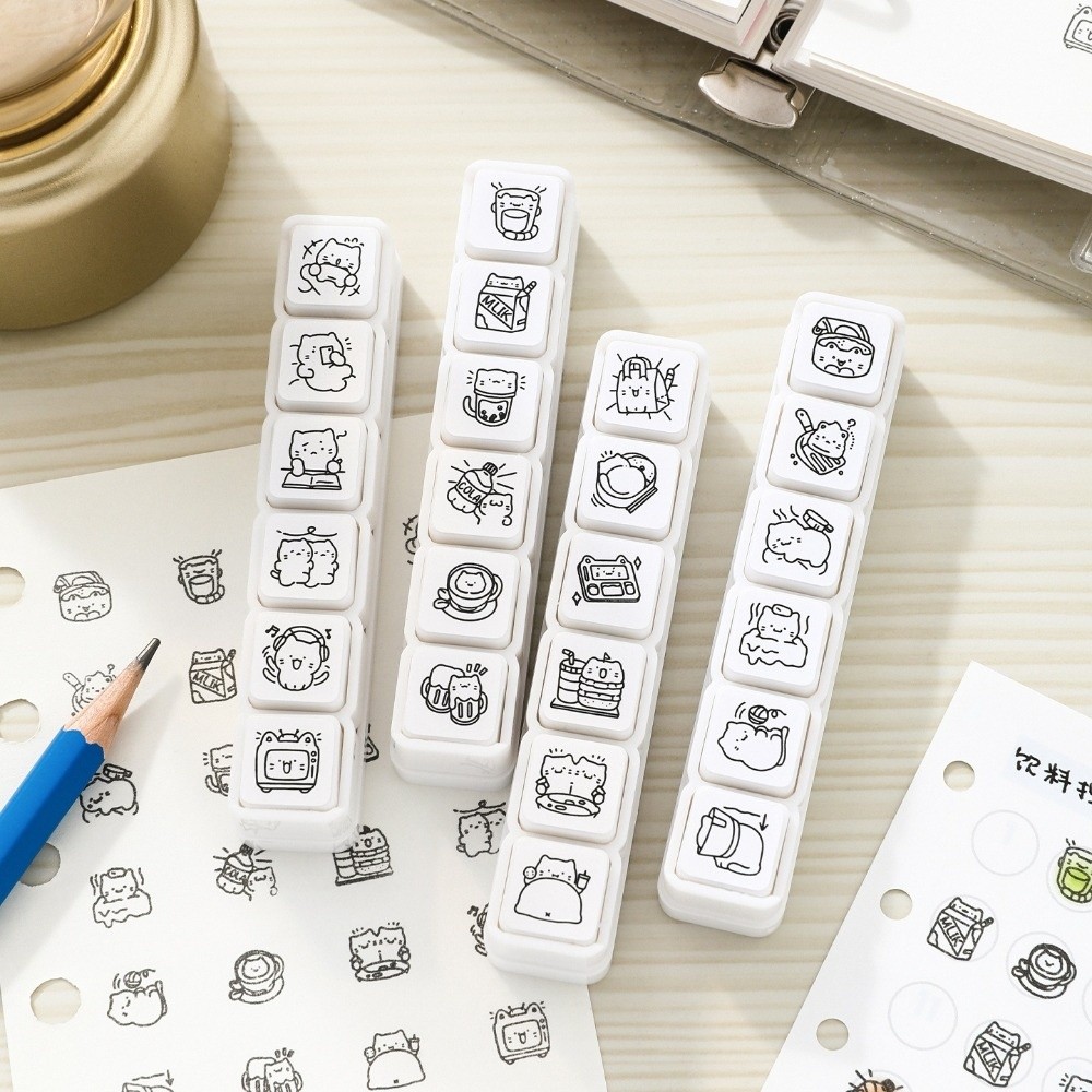 6pcs Cute Design Cat Emotion S - đánh giá và giá Rubber Stamp Blank