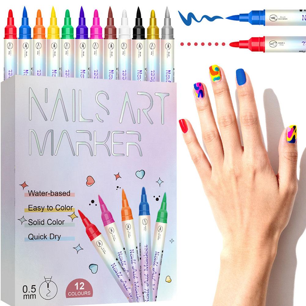 12 Colors Nail Art Marker Pens - đánh giá và giá Illustration Marker Set