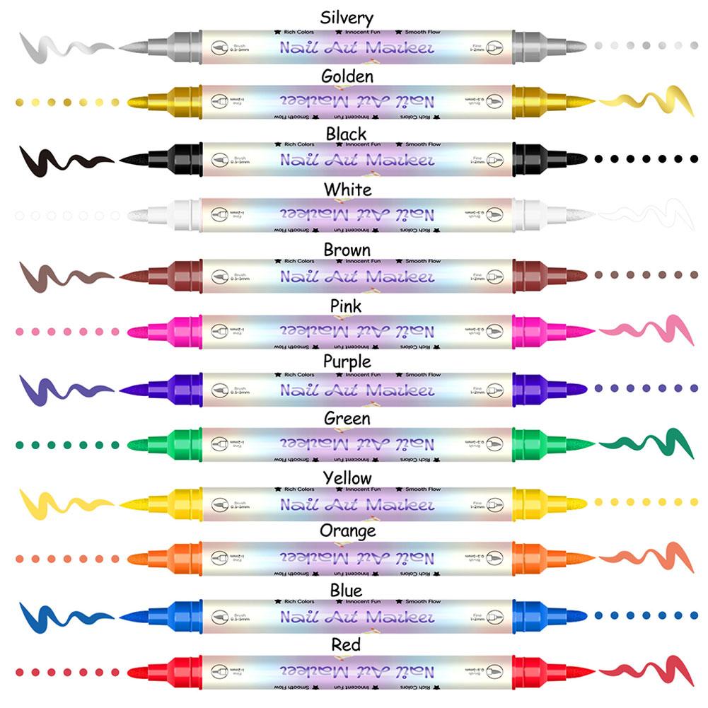 12 Colors Nail Art Marker Pens - đánh giá và giá Illustration Marker Set