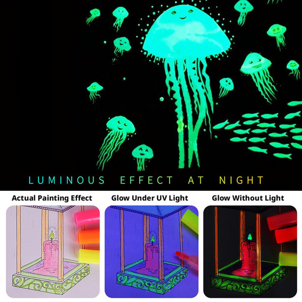 6 Colors Glow in the Dark Fluo - đánh giá và giá Art Craft Doodle
