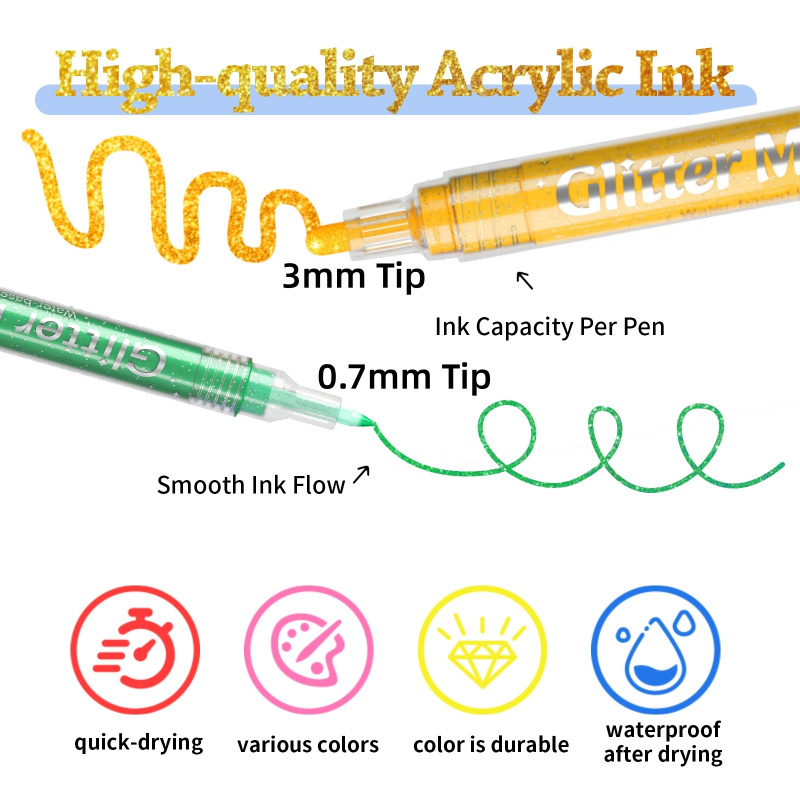 12/24 Color Acrylic Glitter Ma - đánh giá và giá Art Craft Doodle