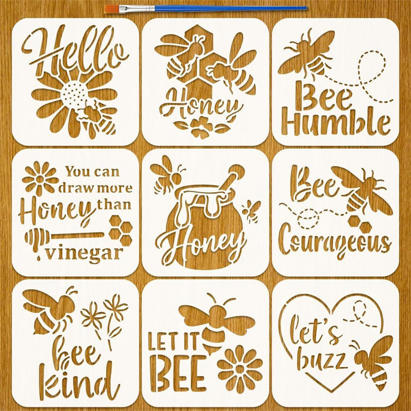 9Pcs Quotes Bee Honey Stencils - đánh giá và giá Art Craft Quotes