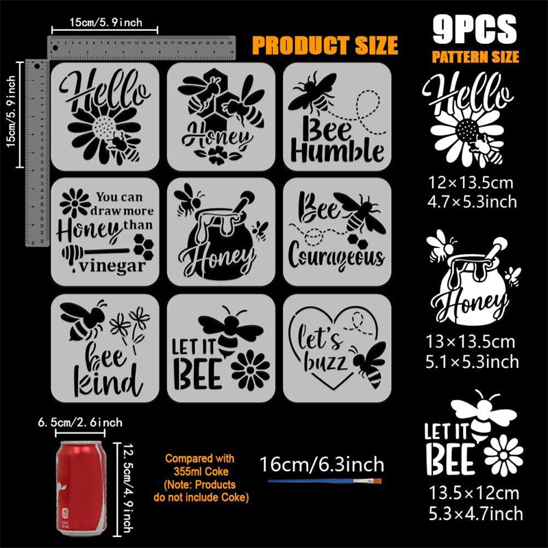 9Pcs Quotes Bee Honey Stencils - đánh giá và giá Art Craft Quotes